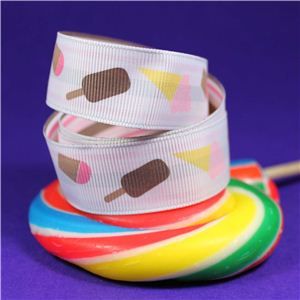 Sweet Treat Ribbon - 22mm Stripe/Ice Creams